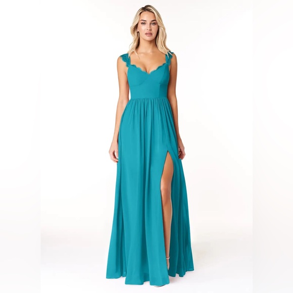 NWT Azazie “Cleobella” Bridesmaid Dress in JADE - Picture 9 of 12